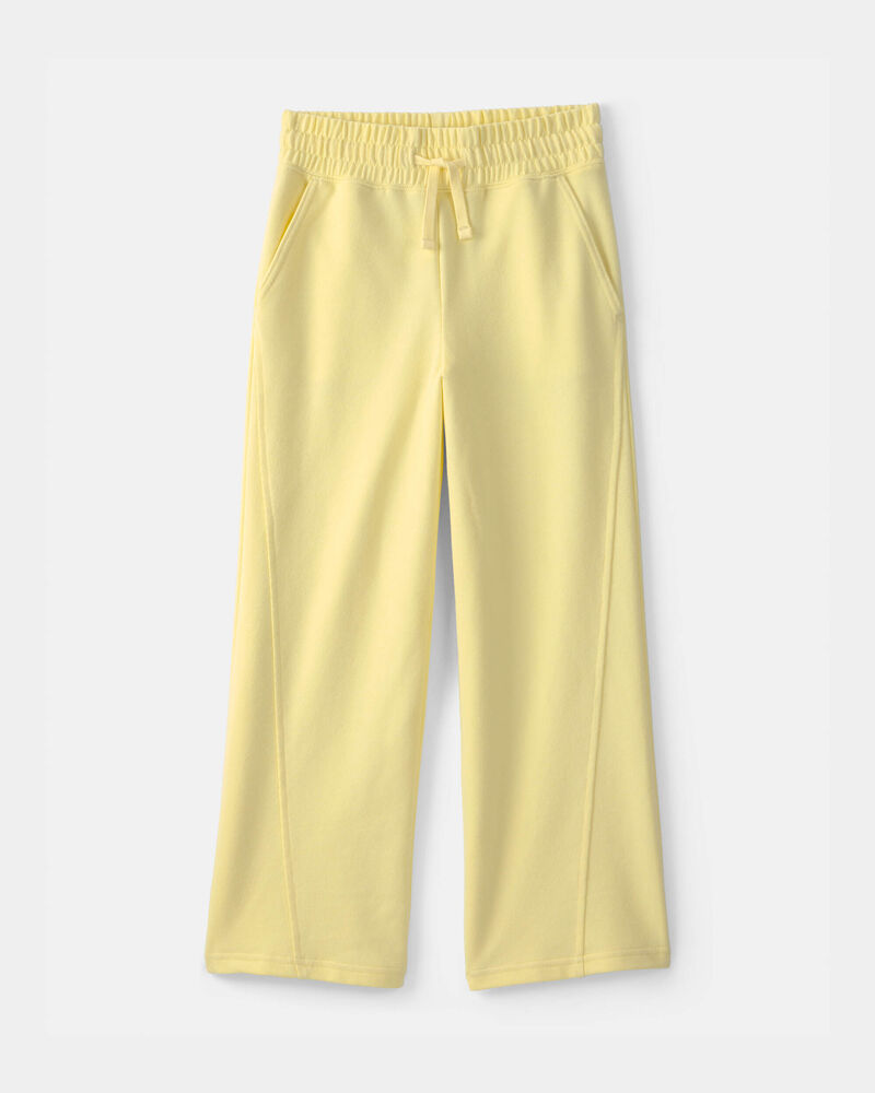 Filles - Pantalon &agrave; jambe large en jersey bouclette - Jaune, image 1 sur 4 diapositives