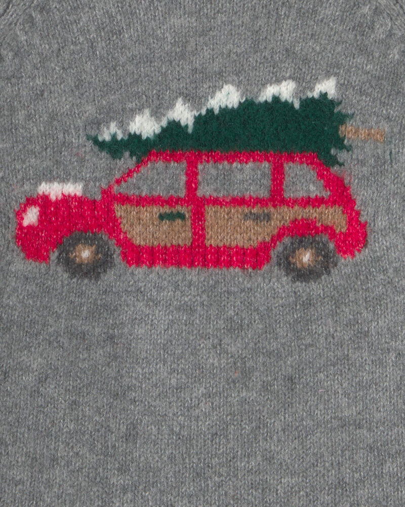 Tout-petit gar&ccedil;on - Chandail de No&euml;l &agrave; motif de voiture - Gris, image 2 sur 2 diapositives
