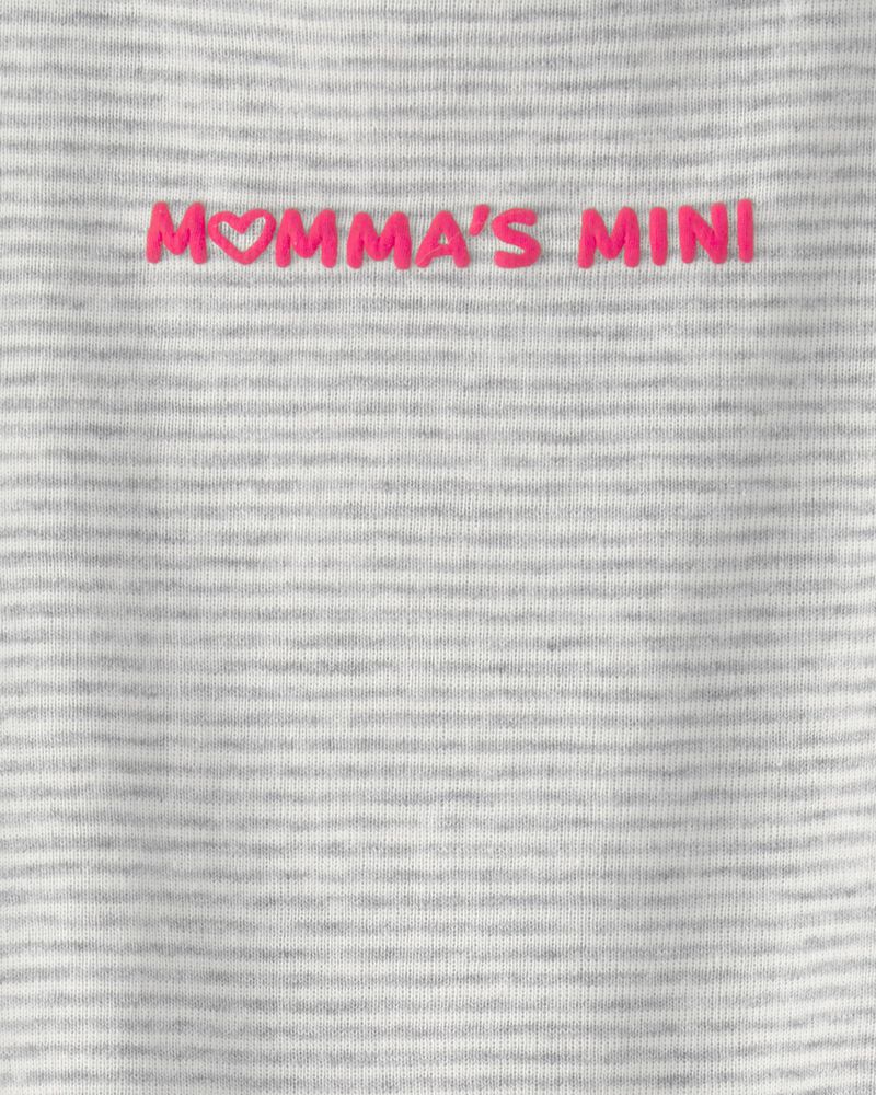 Baby Girl Momma's Mini' Short-Sleeve Romper - Grey, image 3 of 4 slides