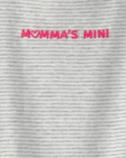 Baby Girl Momma's Mini' Short-Sleeve Romper - Grey, image 3 of 4 slides