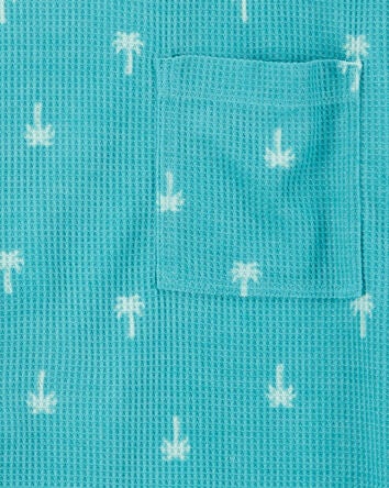 Kid Palm Tree Print Loose Fit Jersey 2-Piece Pyjamas, 