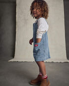 Toute-petit fille - Ensemble salopette en denim &agrave; rayures hickory et manches longues - D&eacute;lav&eacute; clair, image 5 sur 9 diapositives