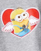Boys Valentine's Day Minions Short-Sleeve Graphic Tee - Grey, image 3 of 4 slides