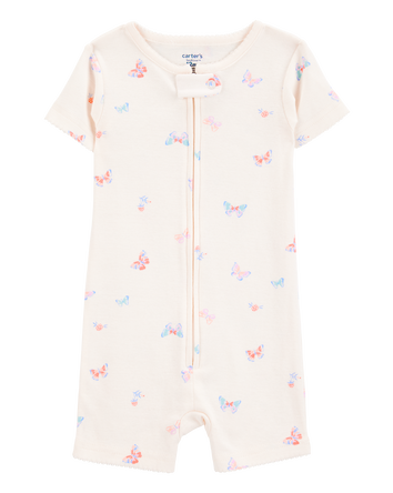 Toddler 1-Piece Butterfly 100% Snug Fit Cotton Romper PJs, 
