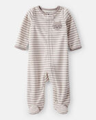 Baby Boy Fox Striped Loose Fit Long-Sleeve Sleeper - Brown, image 1 of 5 slides
