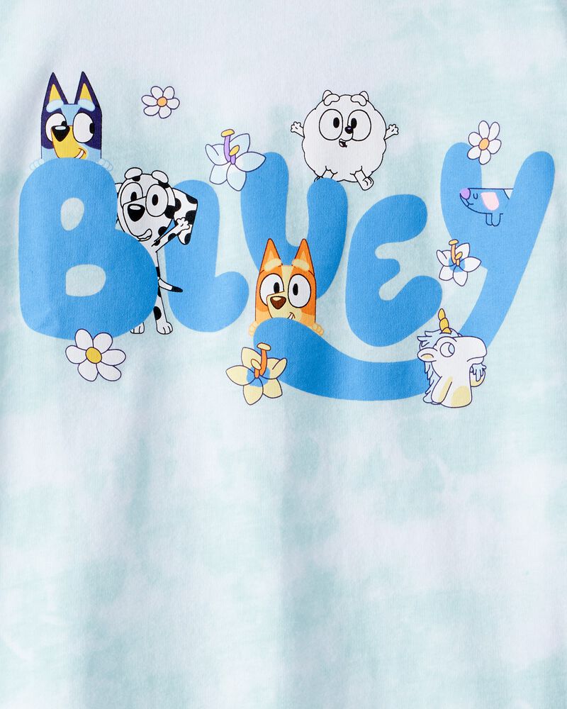 Filles - T-shirt &agrave; manches courtes teint sur n&oelig;ud Bluey - Bleu, blanc, image 2 sur 2 diapositives