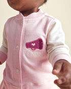 Baby Girl 3-Piece Varsity French Terry Layering Set - Pink, image 3 of 7 slides
