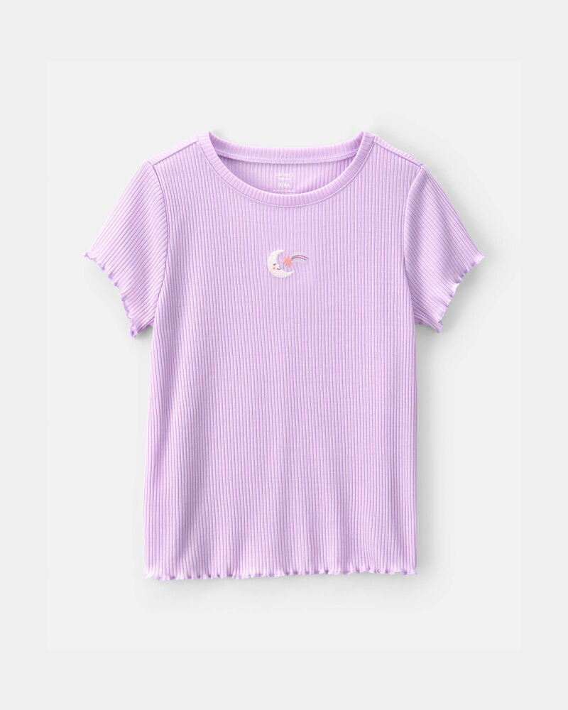 Girls Moon Rib Loose Fit 2-Piece Pyjama Set - Purple, image 2 of 5 slides