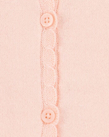 Toddler Wave Trim Cardigan Sweater - Pink, 