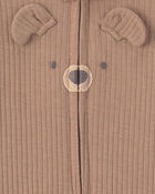 Baby Bear Cotton 2-Way Zip Sleeper - Brown, image 3 of 4 slides