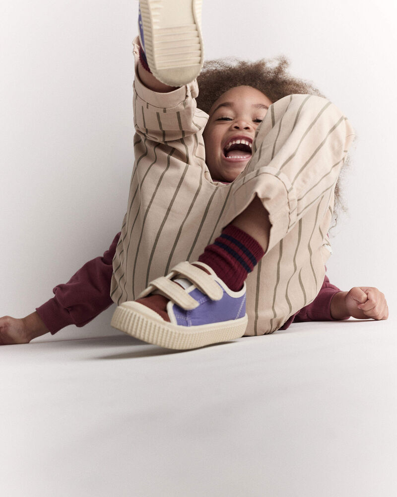 Toddler Striped Playground Pant - Beige/Olive, image 3 of 7 slides