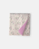 Baby Floral Plush Blanket - Purple/Cream, image 1 of 2 slides