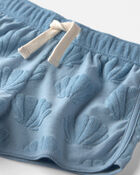 Tout-petit fille - Ensemble 2 pi&egrave;ces haut et short en tissu &eacute;ponge avec coton biologique &agrave; motif de coquillages bleus, image 3 sur 4 diapositives