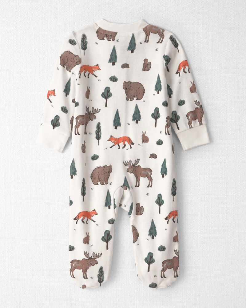 B&eacute;b&eacute; - Grenouill&egrave;re en coton biologique &agrave; motif Animaux de la for&ecirc;t, image 2 sur 4 diapositives