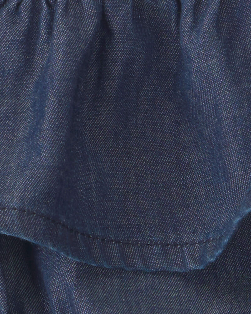 Baby Girl 3-Piece Headband, Top & Chambray Short Set - Pink, image 4 of 6 slides