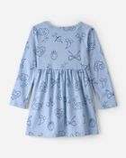 Toddler Girl Bow Icon Long-Sleeve Knit Dress - Blue, image 2 of 4 slides