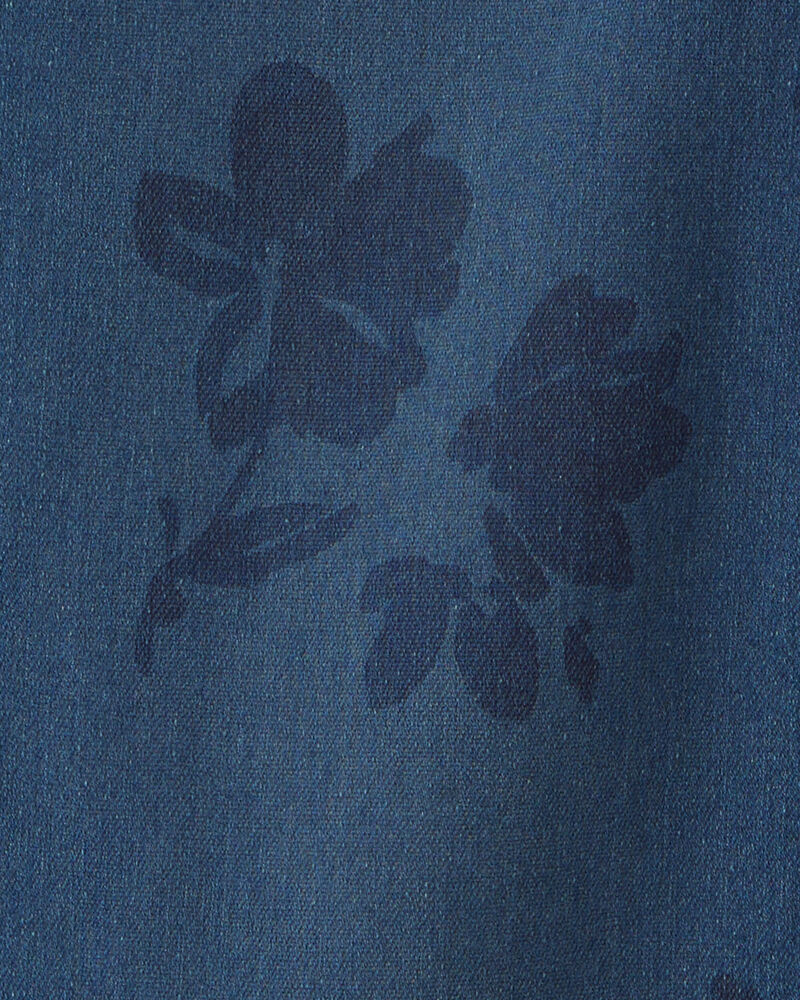 Girls Floral Denim Relaxed Jeans - Medium Wash, image 3 of 5 slides