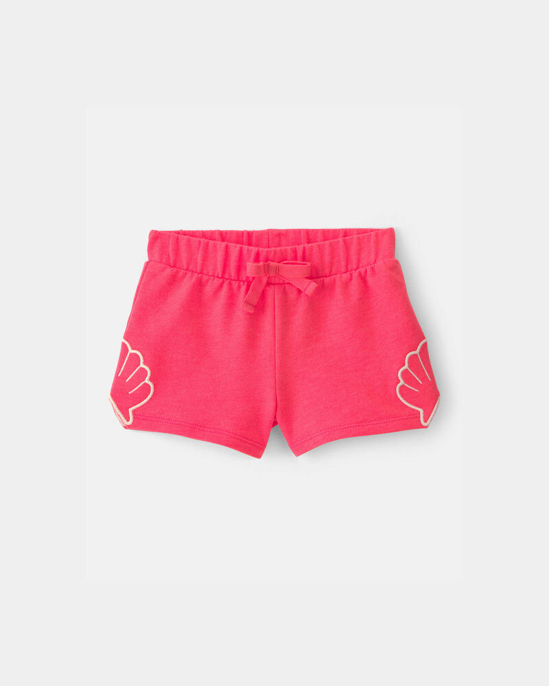 Baby Girl Shell French Terry Shorts - Orange, image 1 of 5 slides