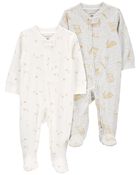 Baby 2-Pack 2-Way Zip Cotton Blend Sleeper Pyjamas, image 1 of 5 slides