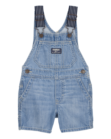 Baby Denim Shortalls: Hickory Stripe Strap Remix, 