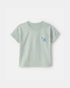 Tout-petit gar&ccedil;on - T-shirt &agrave; imprim&eacute; de plage tropicale sur la poche - Menthe/Bleu, image 1 sur 2 diapositives