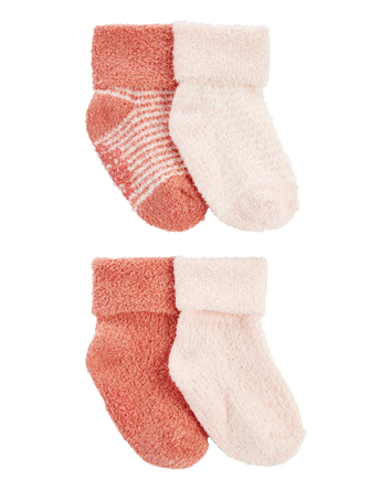 Baby 4-Pack Foldover Chenille Booties, 
