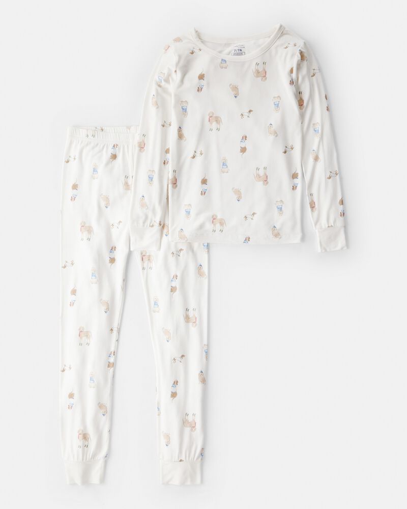 Kid Dog Long-Sleeve Loose Fit 2-Piece Pyjamas - White, image 1 of 5 slides