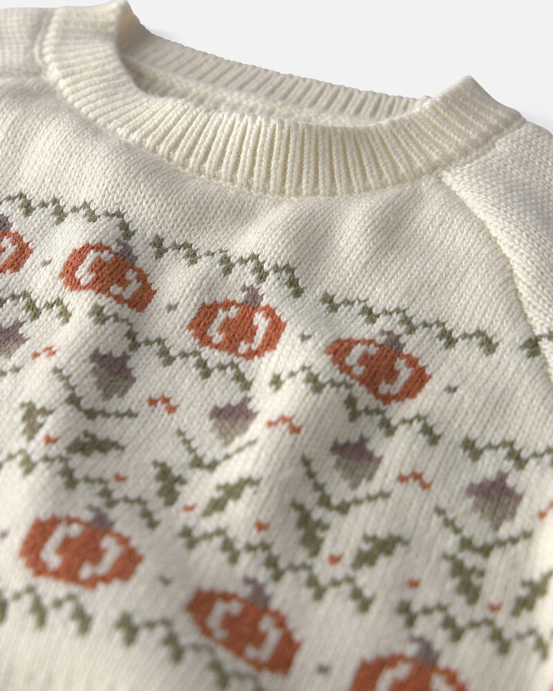 Jeune - Chandail tricot motif jacquard en coton biologique, image 2 sur 3 diapositives