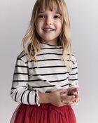 Toddler Girl Striped Mock Neck Long-Sleeve Top - Black/White, image 1 of 6 slides