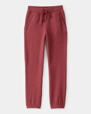 Boys Solid Fleece Drawstring Joggers - Red, 