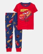 Tout-petit gar&ccedil;on - Pyjama 2 pi&egrave;ces en coton ajust&eacute; imprim&eacute; de voiture - Rouge, image 1 sur 2 diapositives