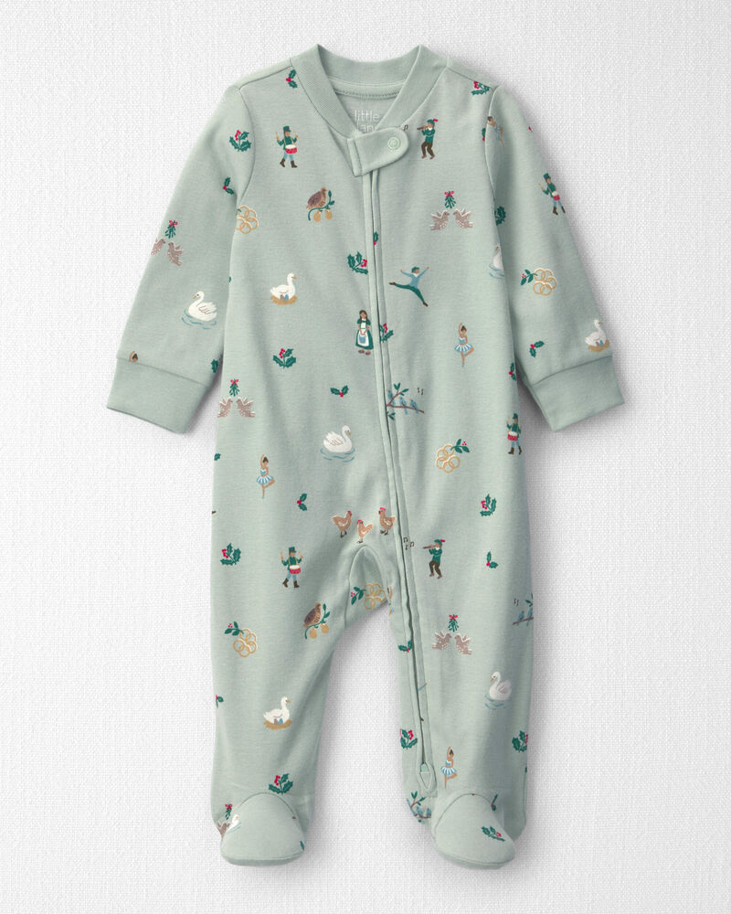 B&eacute;b&eacute; - Grenouill&egrave;re coton biologique &agrave; motif Les 12 jours de No&euml;l, image 1 sur 4 diapositives