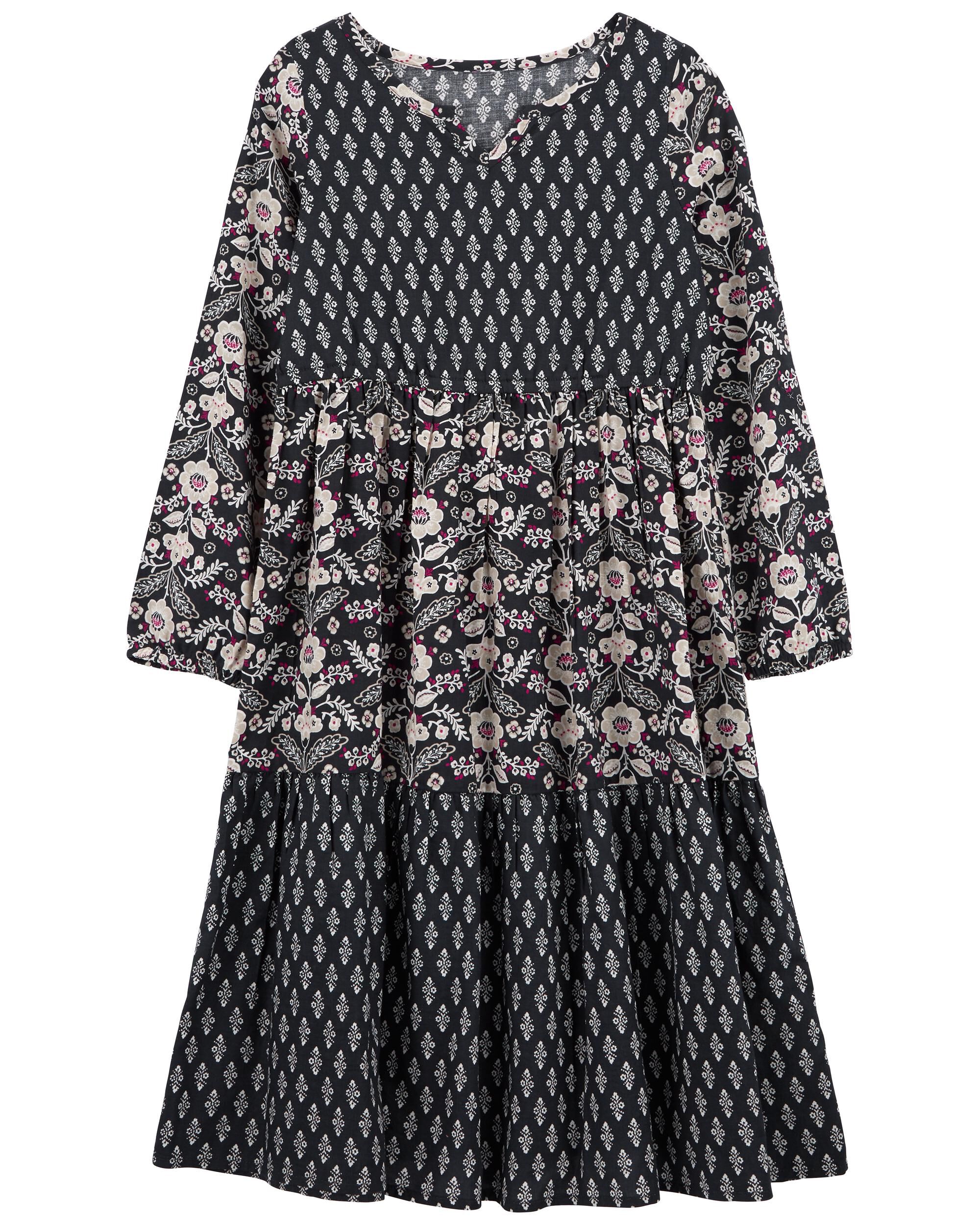 Navy Floral Drapey Twill Dress Carter s Oshkosh Canada