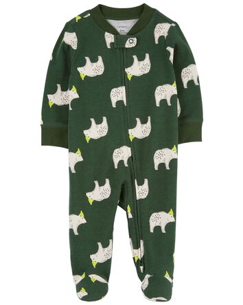 Polar Bear 2-Way Zip Cotton Sleeper Pyjamas, 