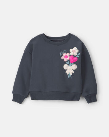 Toute-petite fille &ndash; Chandail en molleton &agrave; motif floral &ndash; Gris fonc&eacute;, 