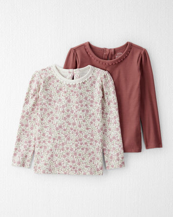 Tout-petit fille - T-shirt côtelé en coton biologique, paquet de 2, 
