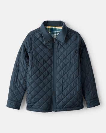 Boys Plaid Long-Sleeve Fashion Jacket - Green, 