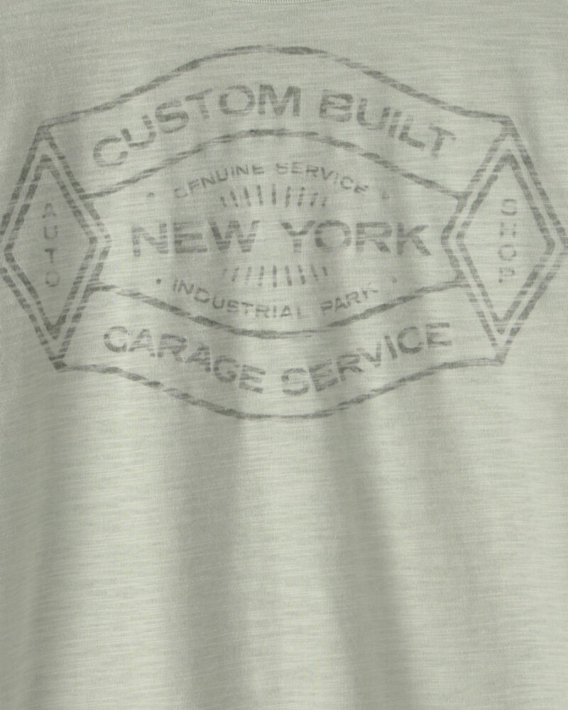Gar&ccedil;ons - T-shirt manches longues &agrave; motif &laquo;Garage Service&raquo; - Vert, image 2 sur 2 diapositives