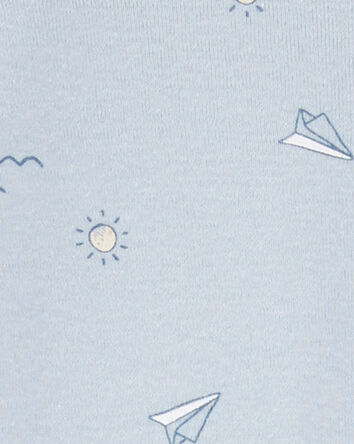 Baby Blue Airplane 2-Piece Sleeper and Cap Set, 