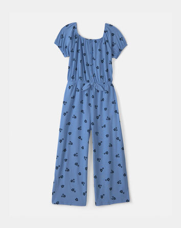 Girls Floral Jumpsuit - Blue, 
