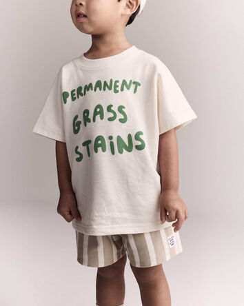 Tout-petit - T-shirt &agrave; manches chauve-souris &laquo;Permanent Grass Stains&raquo; - Cr&egrave;me, 