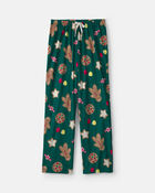 Adult Christmas Gingerbread Fleece Loose Fit Pyjama Bottoms - Green, image 1 of 4 slides