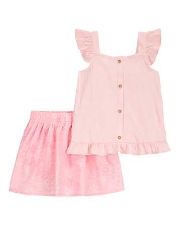 Toddler 2-Piece Print Skort Set - Pink, 
