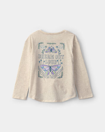 Filles - Haut manches longues &agrave; motifs papillon &ndash; Ivoire, 
