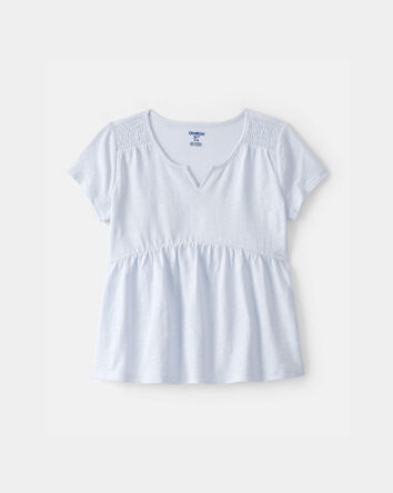 Filles - Haut p&eacute;plum &agrave; manches courtes - Bleu, 