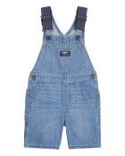Toddler Denim Shortalls: Hickory Stripe Strap Remix, image 1 of 5 slides