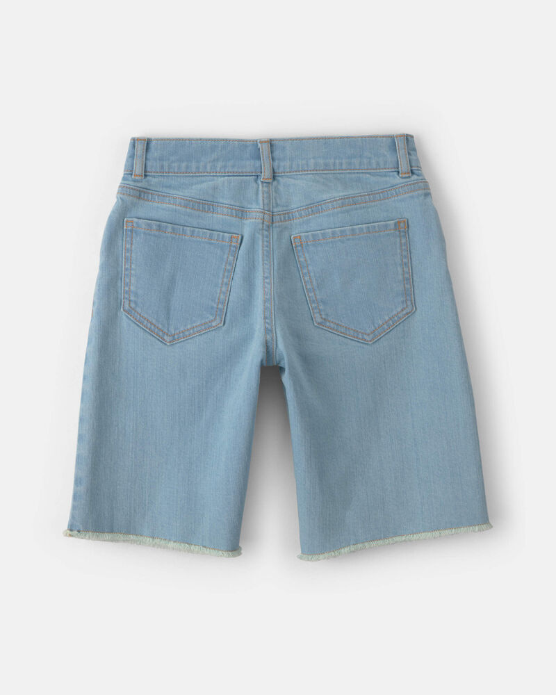 Girls Floral Denim Shorts - Medium Wash, image 2 of 4 slides