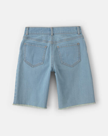 Girls Floral Denim Shorts - Medium Wash, 