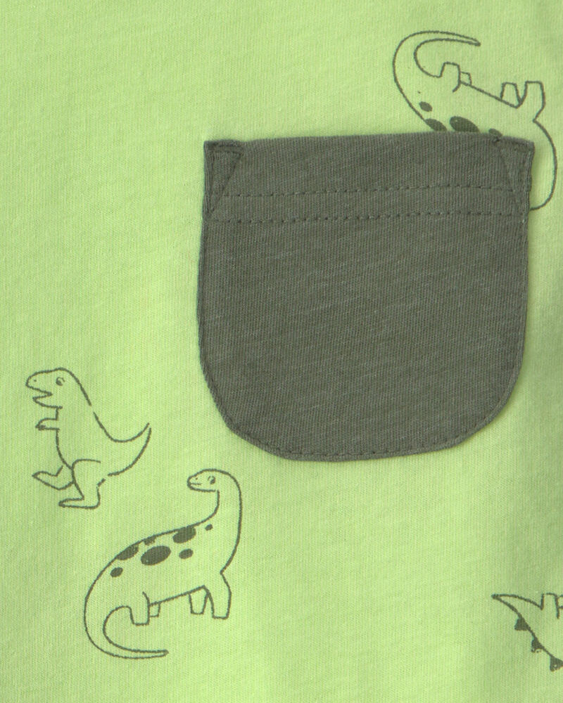 Toddler Boy 2-Piece Dinosaur Top & Short Set - Green, image 3 of 4 slides