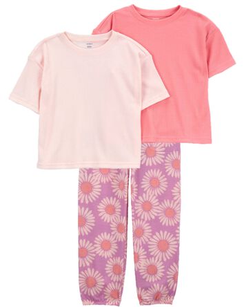 Kid 3-Piece Cropped Pyjama Tees & Pant Set, 